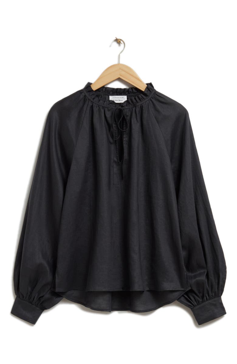 & Other Stories Split Neck Trapeze Blouse, Alternate, color, Black