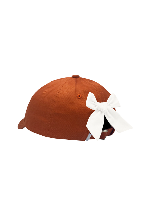 Bits & Bows Football Seersucker Bow Baseball Hat In Red