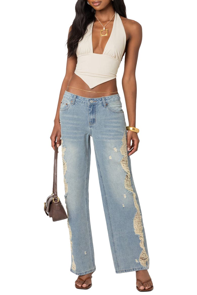 Distressed Side Washed Wide Leg Jeans, Alternate, color, LIGHT-BLUE