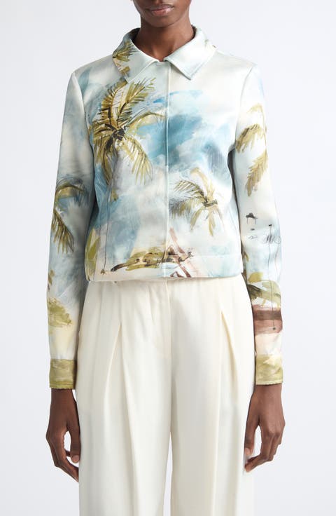 Dominican Landscape Crop Satin Jacket