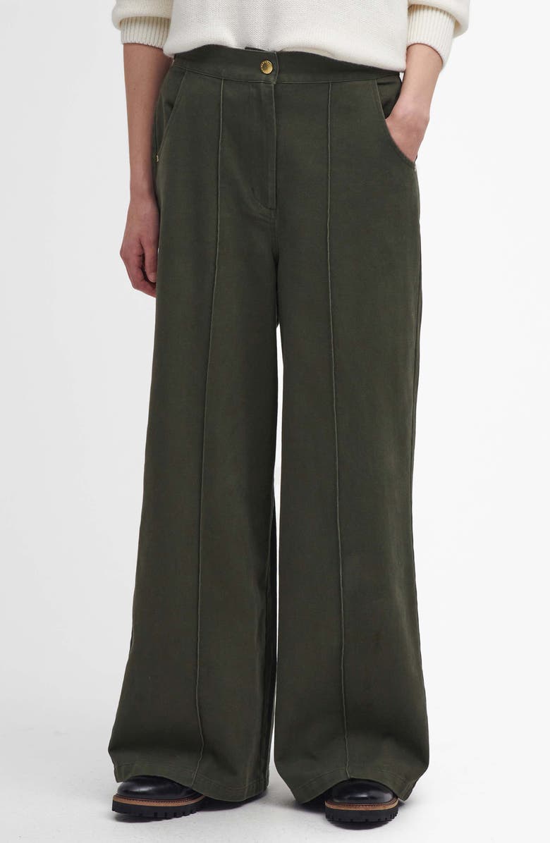 Barbour Allerston High Waist Utility Wide Leg Pants, Alternate, color, Olive