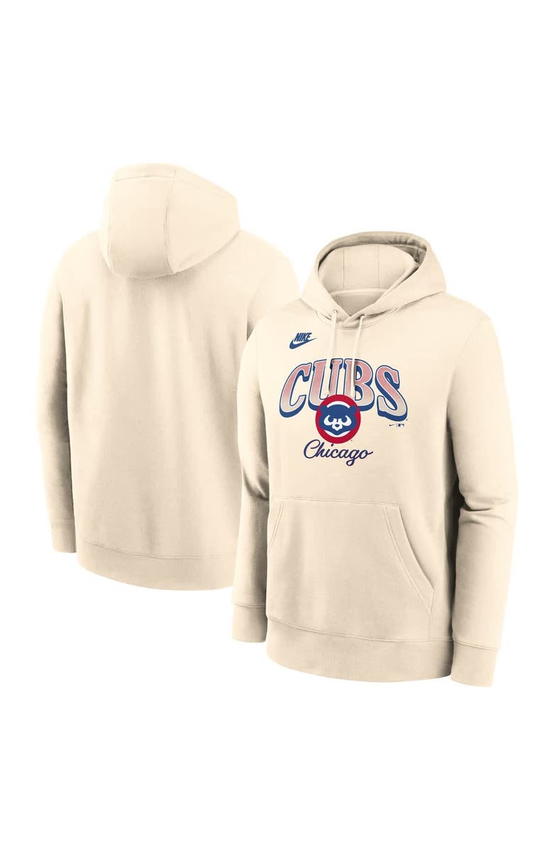 Nike Men's Nike Natural Chicago Cubs Cooperstown Collection Club Fleece Pullover Hoodie, Main, color,