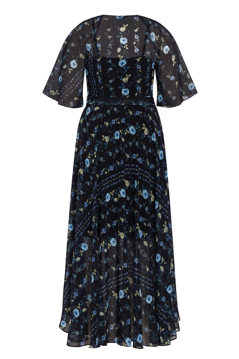 Floral Print Wrap Maxi Dress, Alternate, color, SHADOW STRIPE