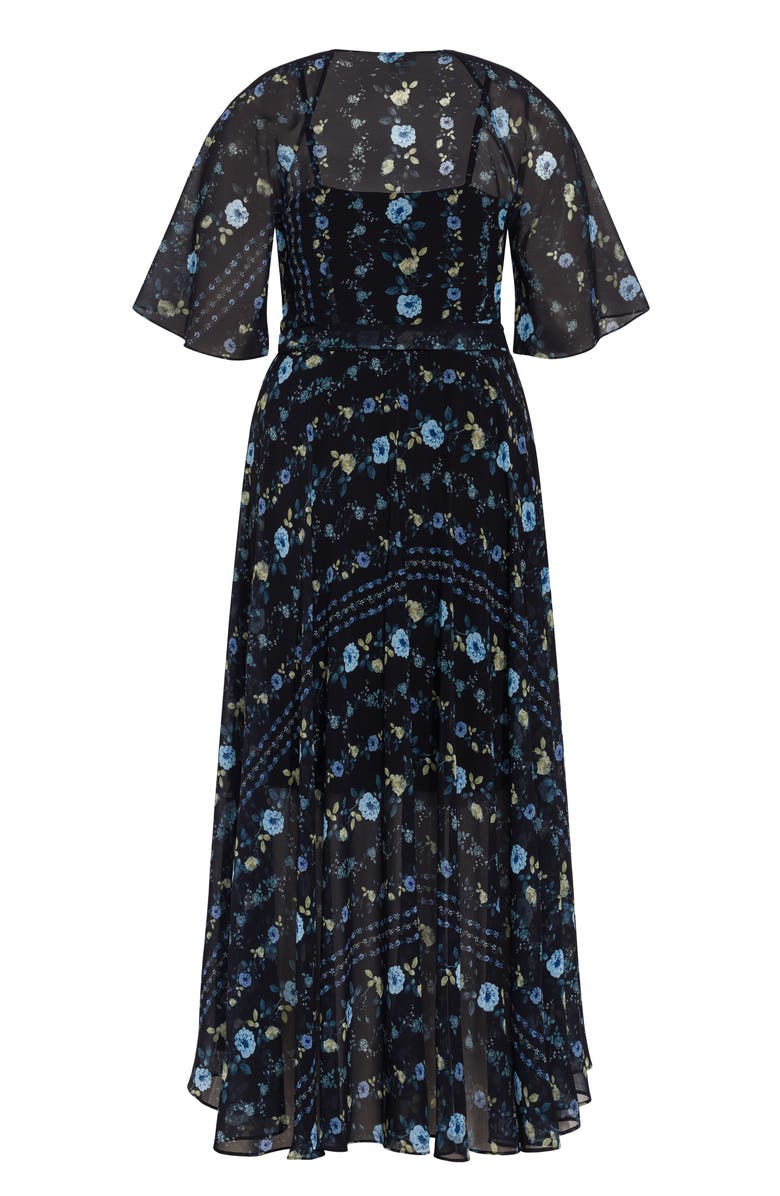 City Chic Floral Print Wrap Maxi Dress, Alternate, color,