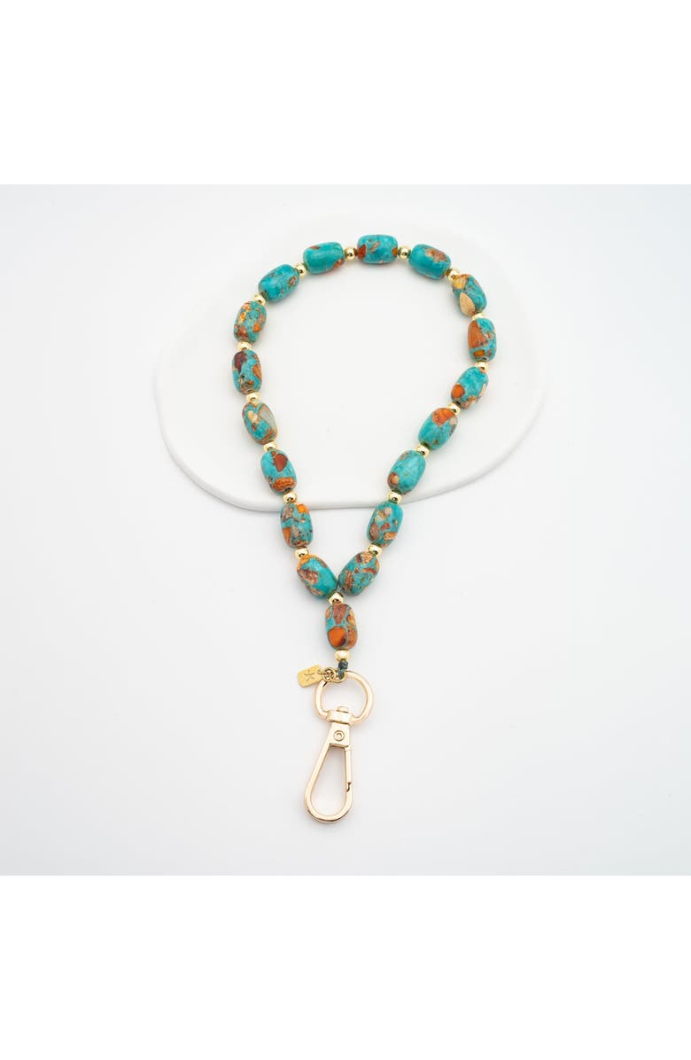 Starfish Project Sierra Bloom Turquoise Emperor Stone Beaded Phone Wrist Strap, Main, color, Turquoise