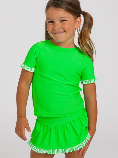 Rufflebutts Girls Short Sleeve Ruffle Upf50+ Rash Guard Skirted 2-piece In Green