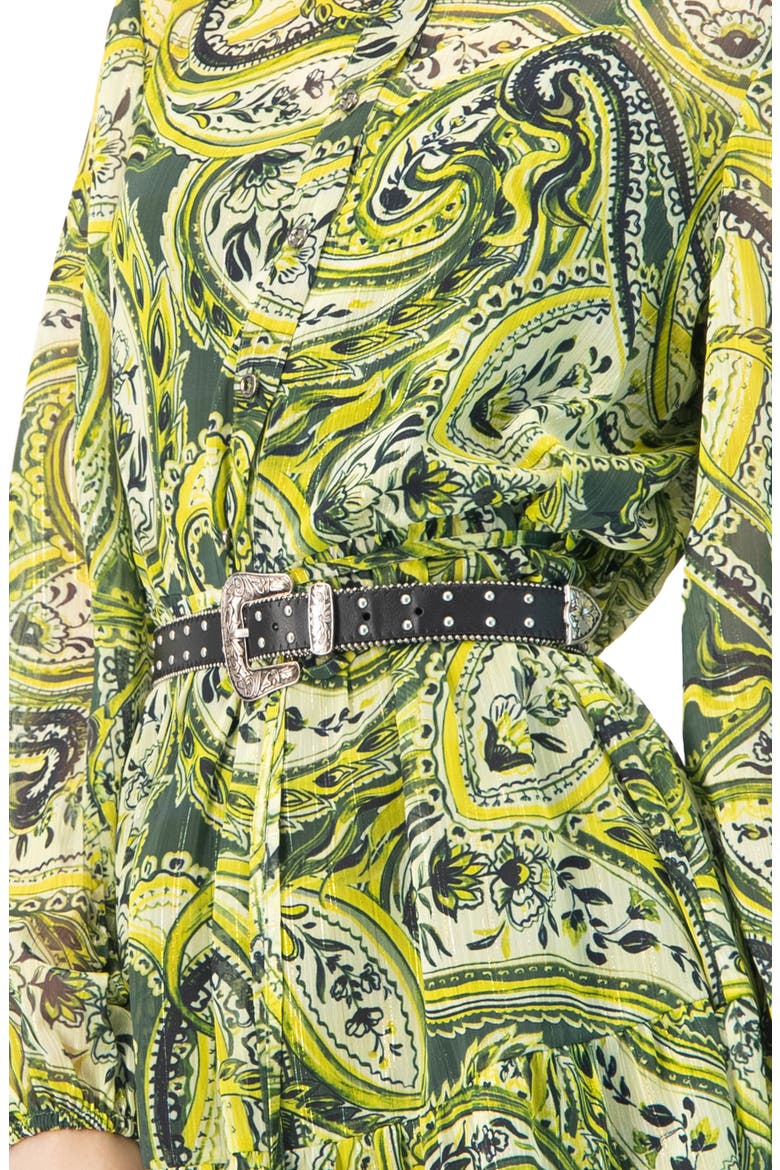 Short Paisley Dress with Long Sleeves, Alternate, color, Green