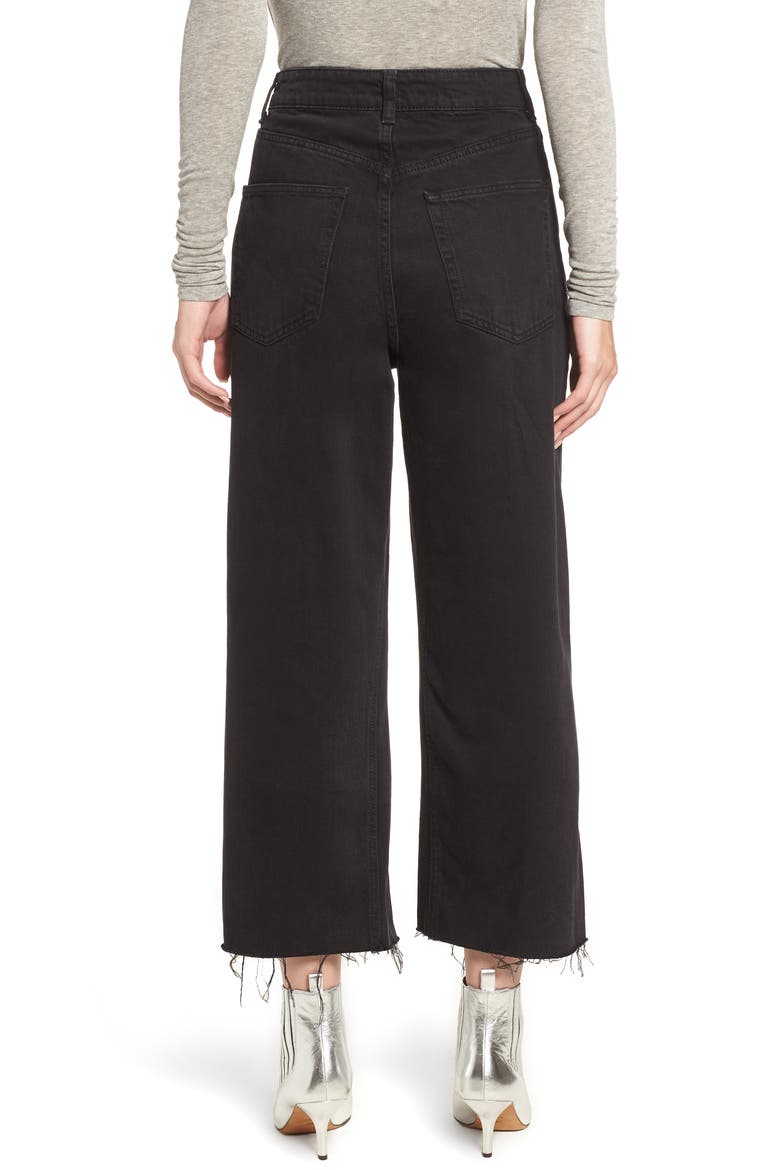 High Waist Wide Leg Crop Jeans, Alternate, color, WASHED BLACK