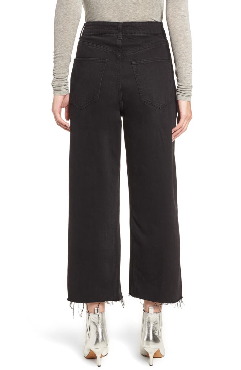 Topshop High Waist Wide Leg Crop Jeans, Alternate, color,