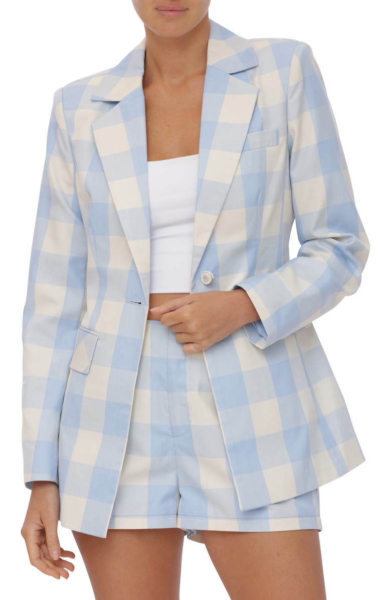 Avec Les Filles Tailored Blazer, Alternate, color, Baby Blue/Ivory