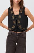 MANGO TEEN Embroidered Floral Cotton Vest