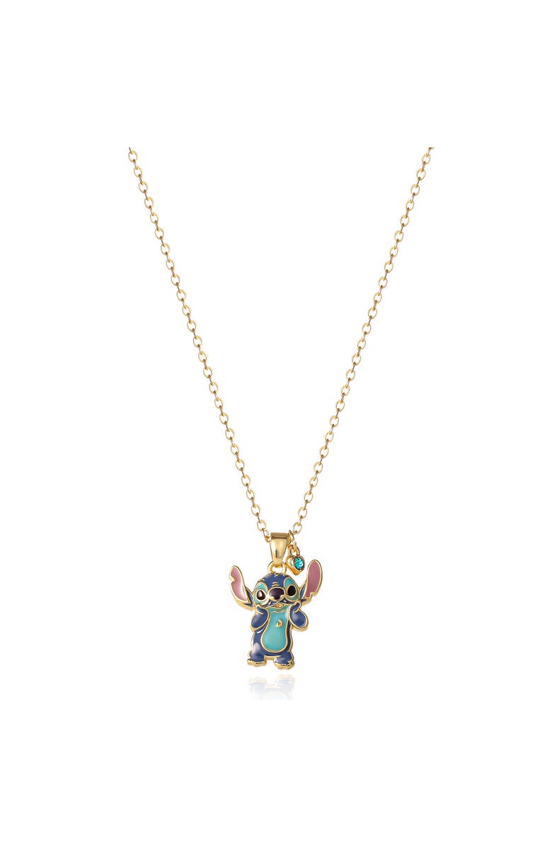 Disney Stitch Crystal Standing Pendant Necklace,18kt Yellow Gold, Alternate, color, Gold, Blue