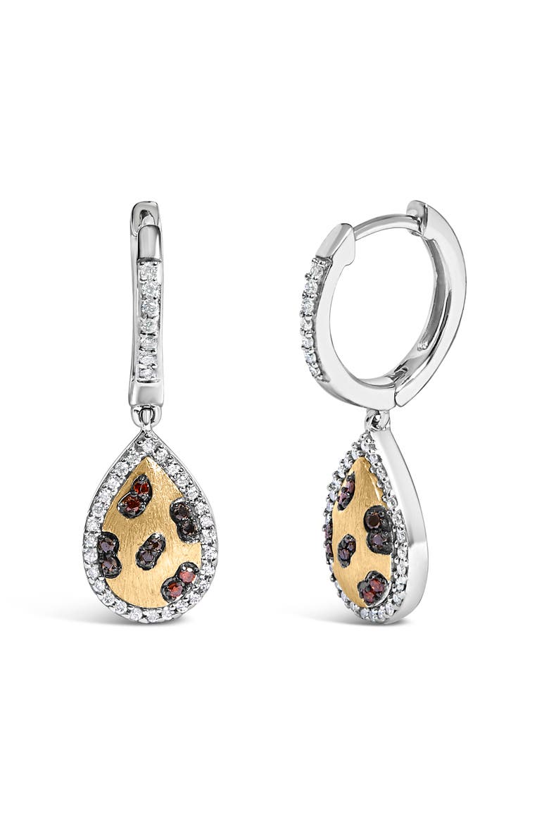10K Yellow Gold Plated Sterling Silver 1/3 Cttw Multi Color Diamond Pear Shape Dangle Earrings, Alternate, color, Silver
