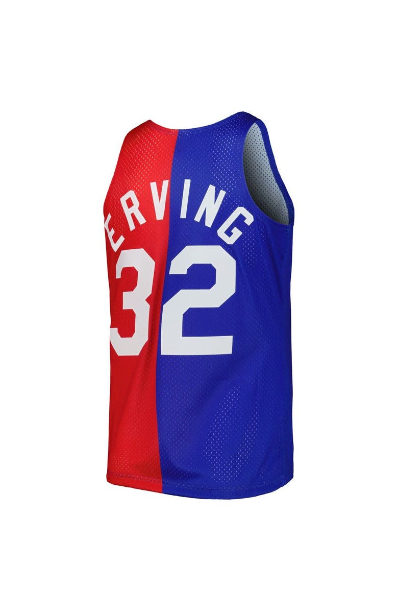 Mitchell & Ness Men's Mitchell & Ness Julius Erving Blue/Red Mitchell & Ness Hardwood Classics 1973/74 Split Swingman Jersey, Alternate, color,