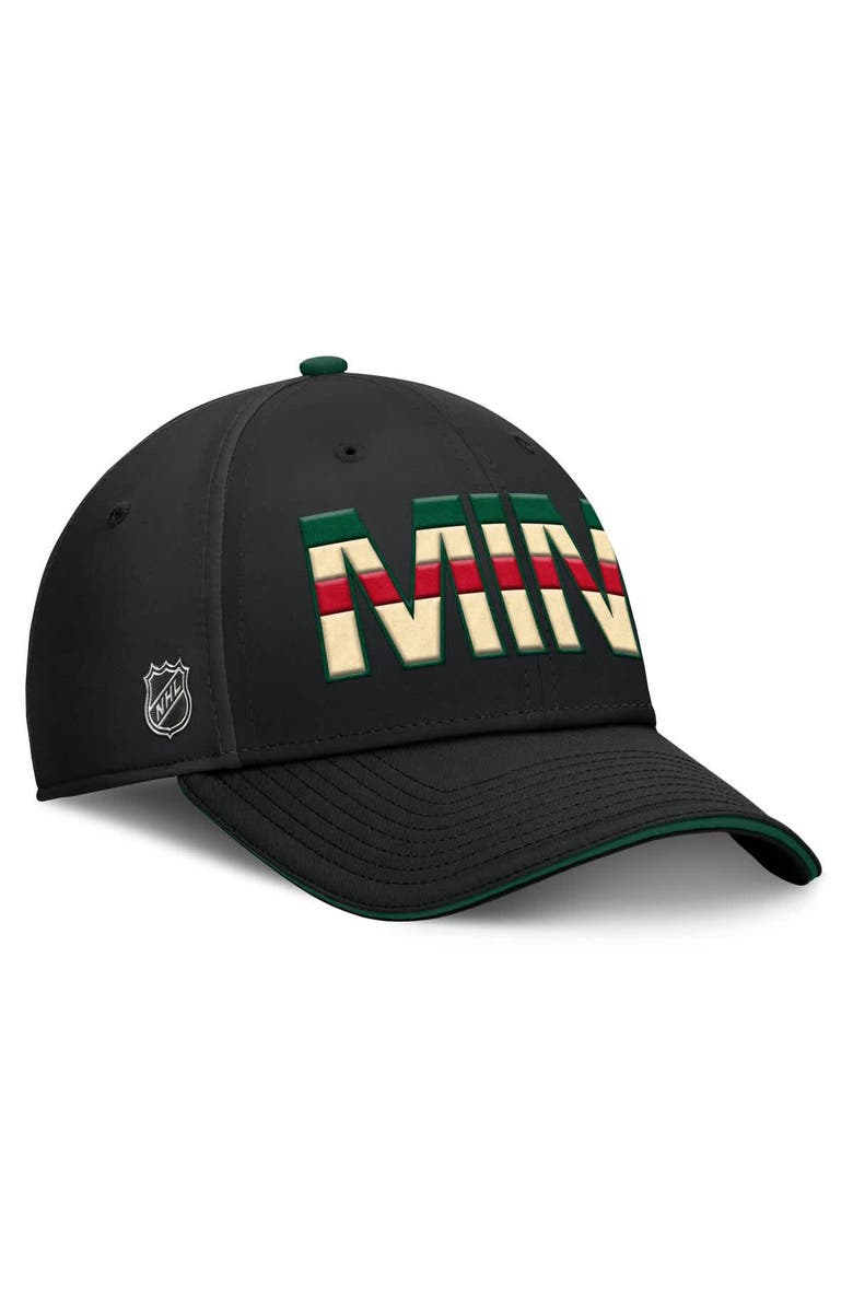 FANATICS Men's Fanatics Black/Green Minnesota Wild Authentic Pro Rink Team Code Flex Hat, Alternate, color, Black