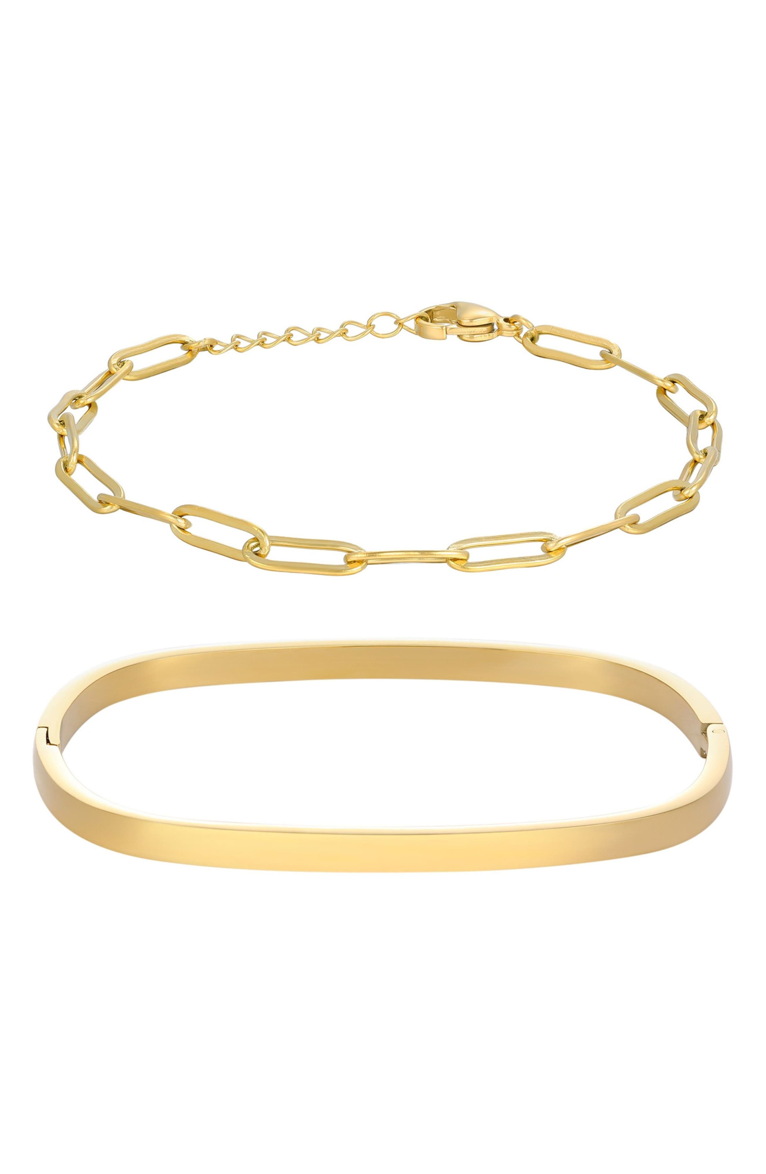 Adornia Set of 2 Chain & Cuff Bracelets