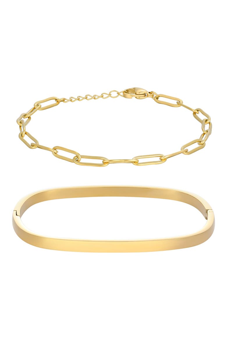 Set of 2 Chain & Cuff Bracelets, Main, color, GOLD