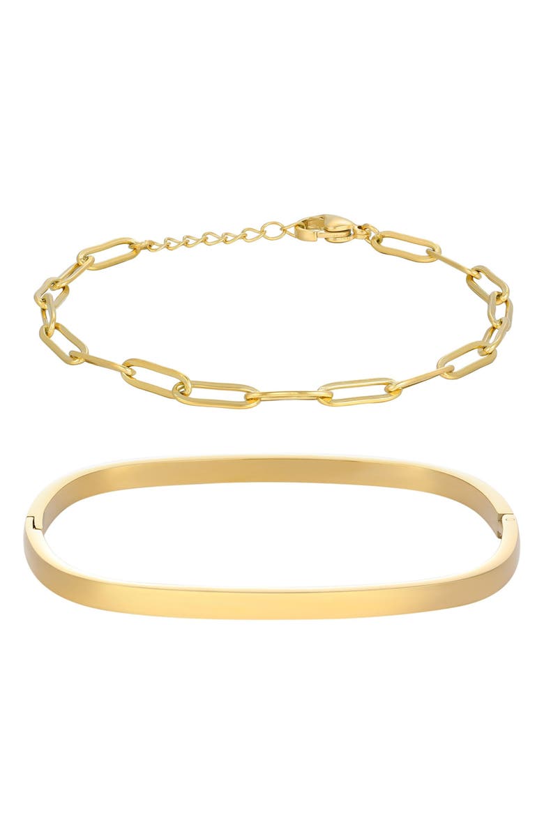 Adornia Set of 2 Chain & Cuff Bracelets, Main, color,