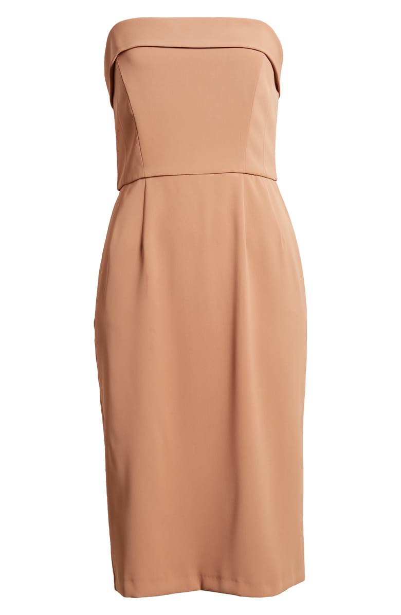 French Connection Harry Suiting Strapless Dress, Alternate, color, Mocha Mousse
