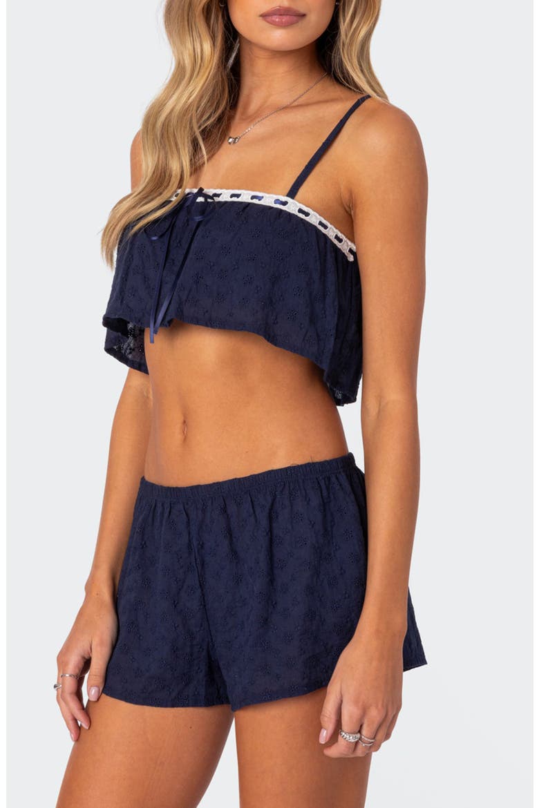 Edan Cotton Eyelet Crop Top, Alternate, color, NAVY