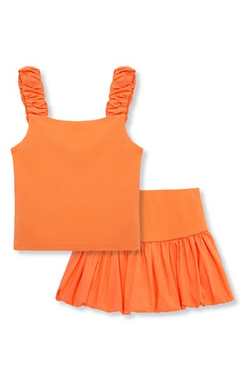 Habitual Kids Kids' Tank & Bubble Skirt Set In Orange