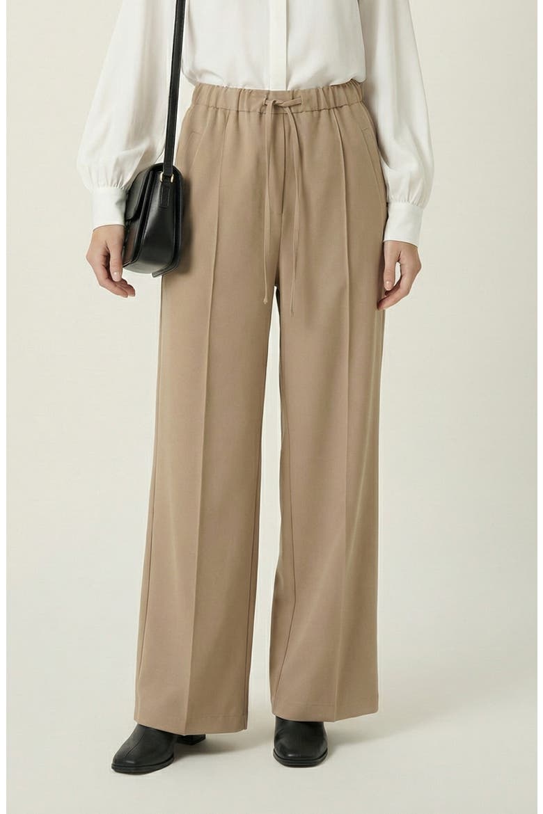Wide Leg Drawstring Trousers, Main, color, Khaki