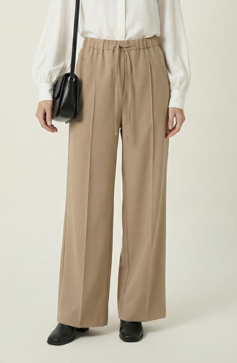Wide Leg Drawstring Trousers