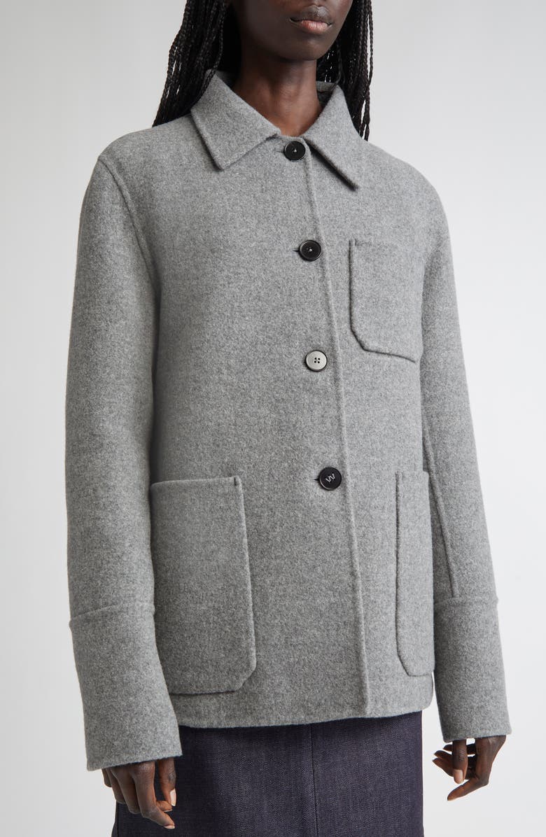 Jil Sander Double Face Wool Felt Shirt Jacket, Alternate, color, Pebble
