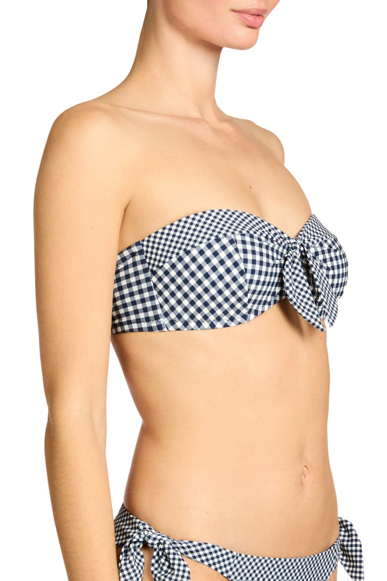Brigitte Bandeau Bikini Top, Alternate, color, NAVY/ CREAM