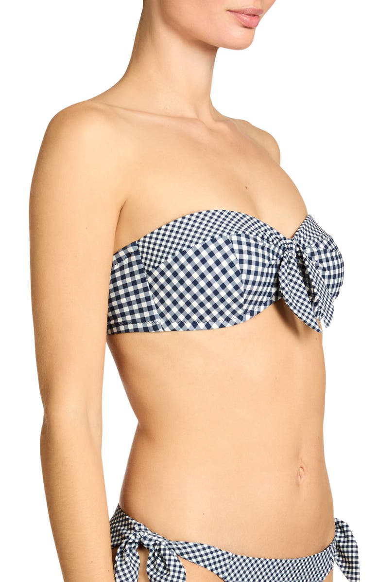 Robin Piccone Brigitte Bandeau Bikini Top, Alternate, color, Navy/ Cream