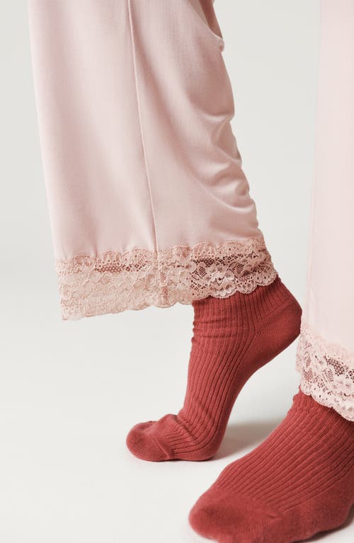Posh Peanut Lace Trim Pajama Pants In Pink