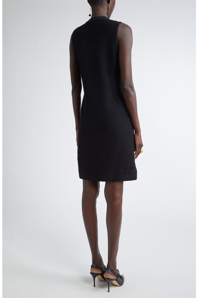 Mixed Texture Sleeveless Knit Shift Dress, Alternate, color, BLACK
