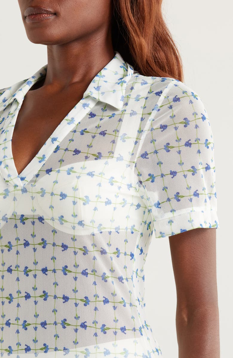 Hutch Sheer Mesh Cover-Up Shirtdress, Alternate, color, White/ Blue Floral