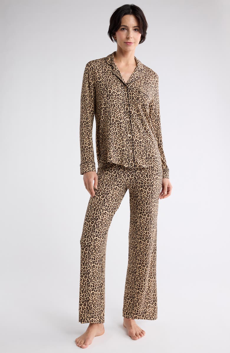 NORDSTROM RACK Tranquility Long Sleeve Shirt & Pants Pajamas, Main, color, Beige Sand Animal Multi