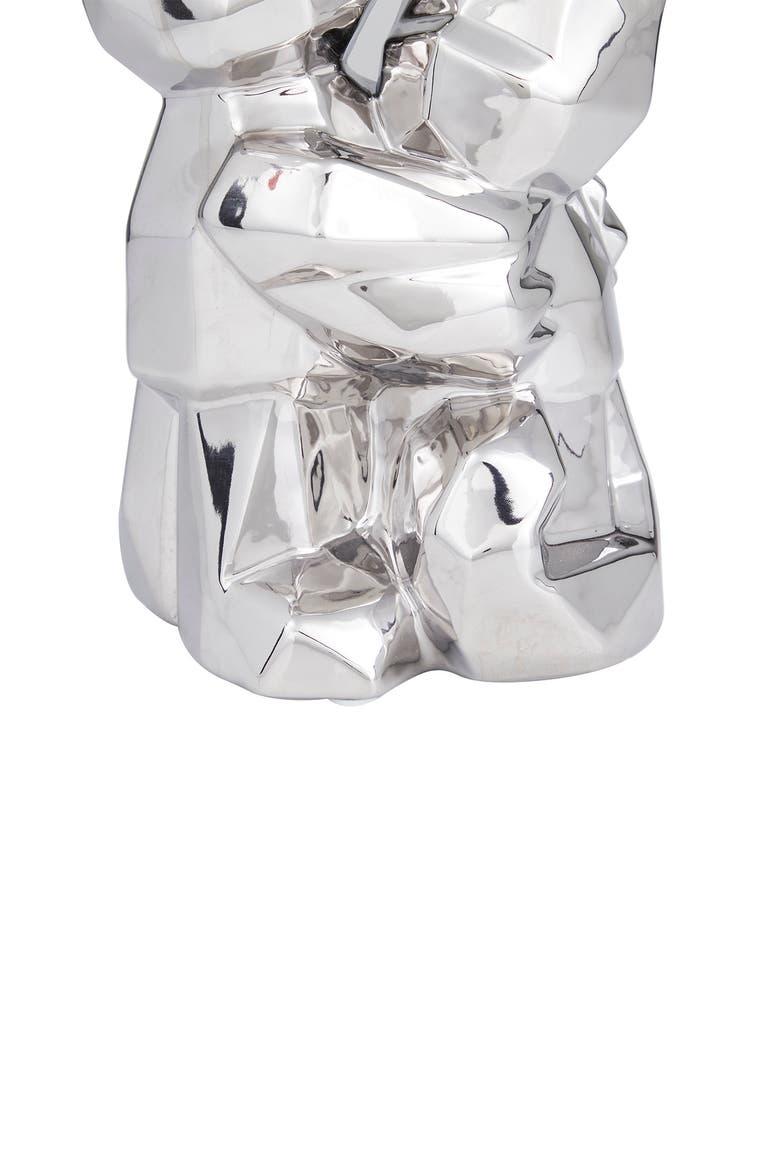 Silvertone Porcelain Cubist Dog Sculpture, Alternate, color, SILVER