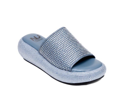 Ninety Union Rhinestone Platform Slide In Blue