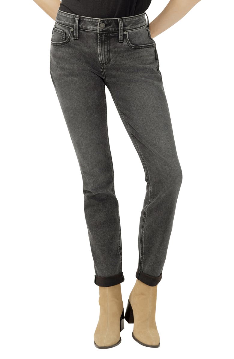 Silver Jeans Co. Mid Rise Slim Boyfriend Jeans, Main, color, Smoke