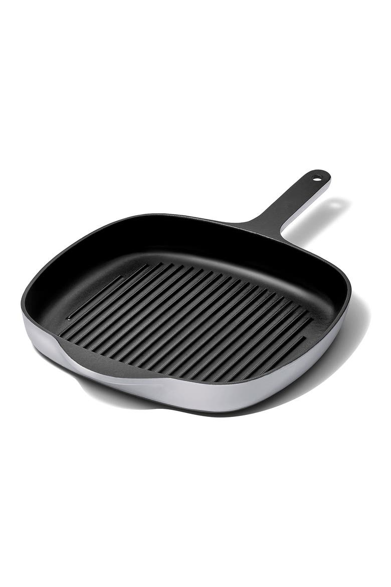 10.5-Inch Enameled Cast Iron Grill Pan, Main, color, GRAY