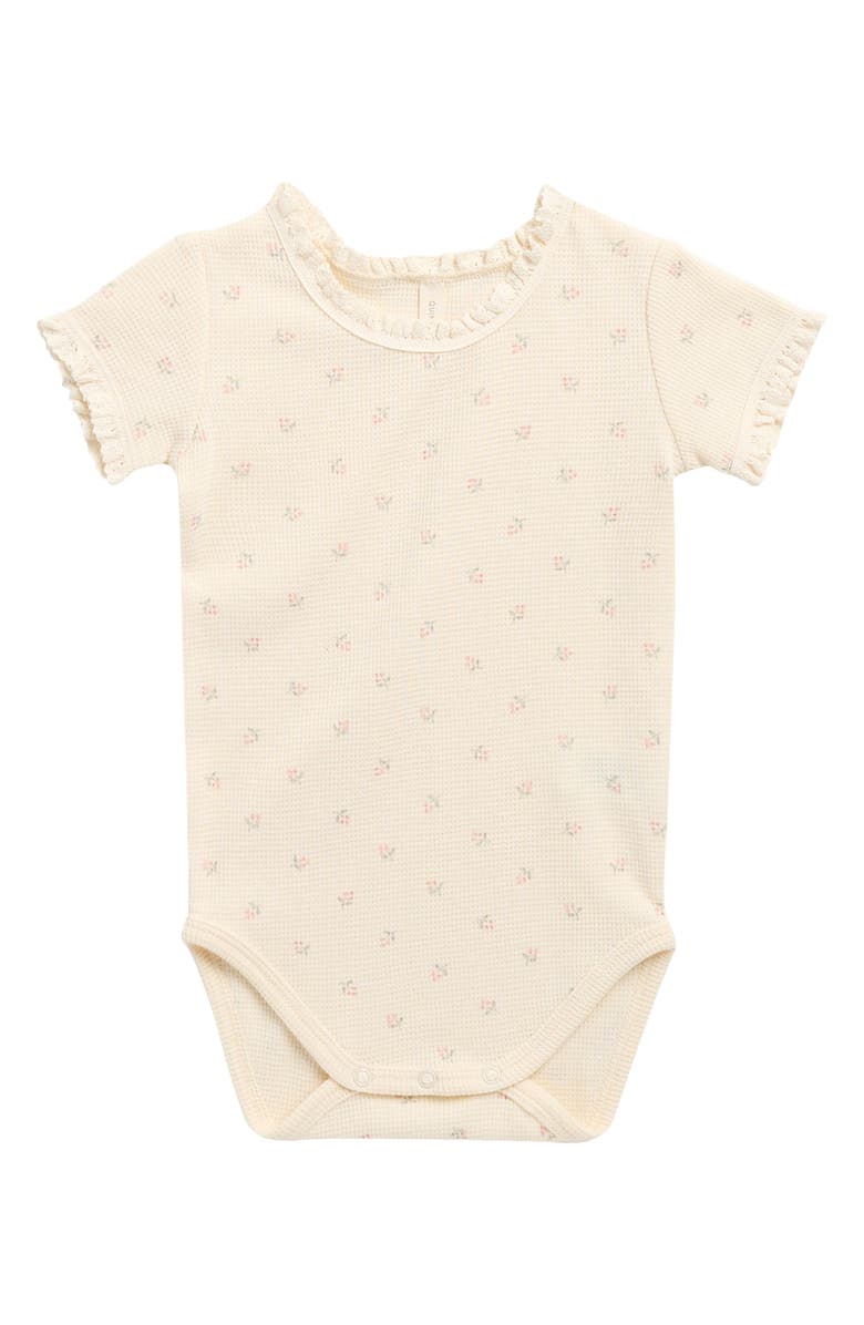 QUINCY MAE Organic Cotton Waffle Knit Bodysuit, Main, color, Natural