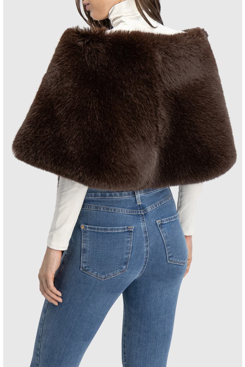 Fur-Free Fox (Faux Fur) Stole, Alternate, color, BROWN