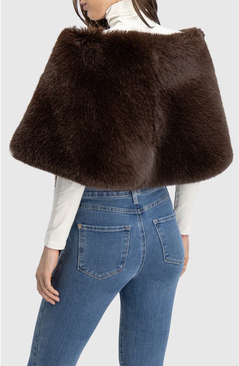 Lyla Grant Fur-Free Fox (Faux Fur) Stole, Alternate, color, Brown