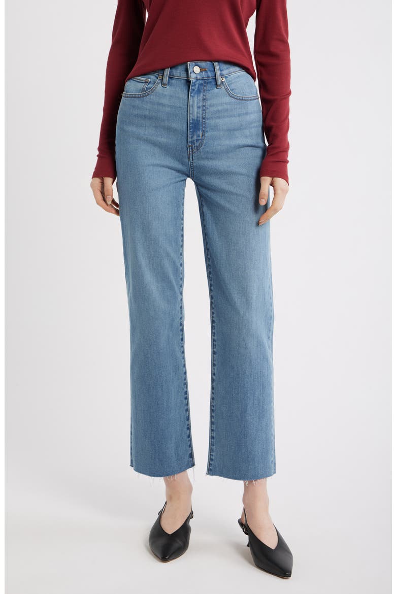 Le Sleek High Waist Ankle Straight Leg Jeans, Main, color, VEGA RAW AFTER