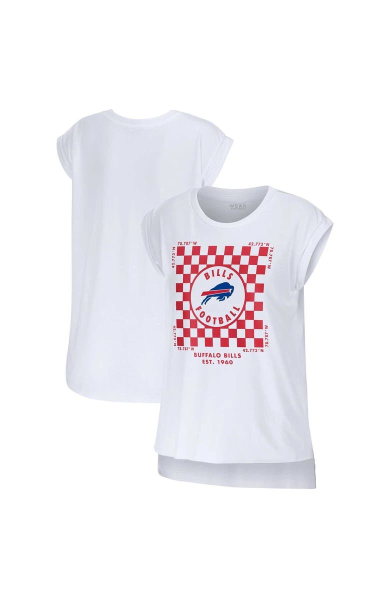 WEAR by Erin Andrews Women's WEAR by Erin Andrews White Buffalo Bills Checker Muscle Tank Top, Alternate, color, 