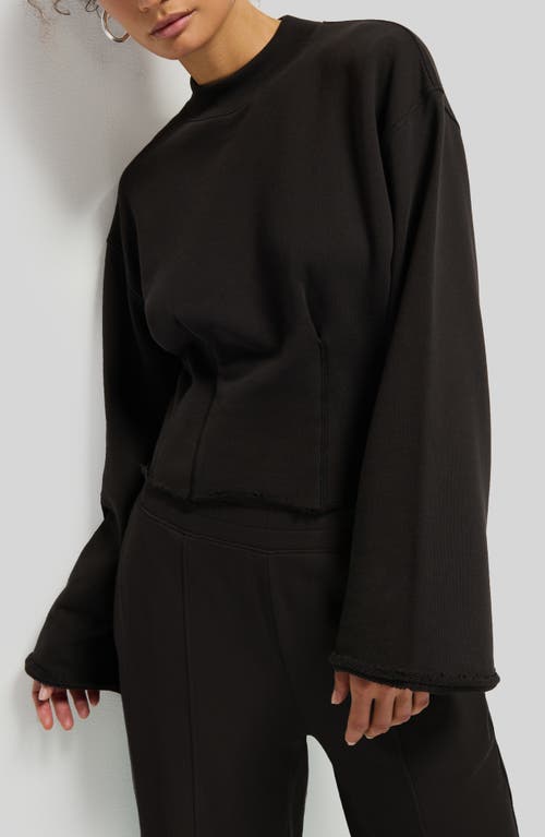 Nation Ltd Rocky Mock Neck Cotton Sweatshirt In Jet Black