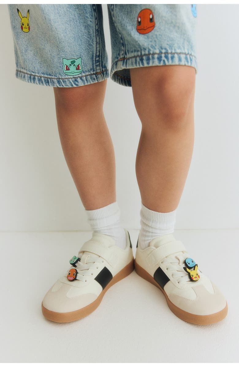 H&M Appliquéd Trainers, Alternate, color, Cream/Pokémon
