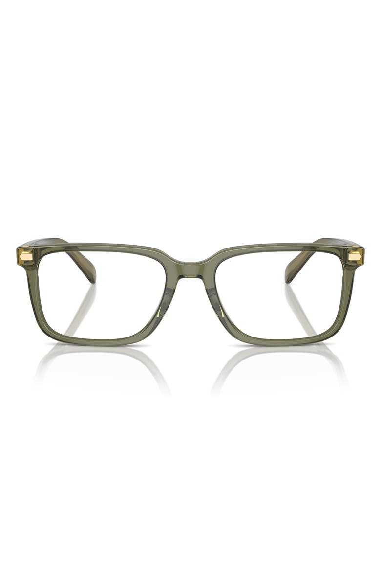 COACH 55mm Square Optical Glasses, Main, color, Transparent Olive / Demo Lens