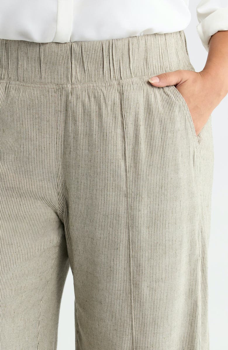 SEE ROSE GO Multitasker Stripe Wide Leg Plus Size Pant, Alternate, color, Sage Stripe