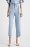 Anne Klein Ankle Straight Leg Linen Blend Drawstring Pants