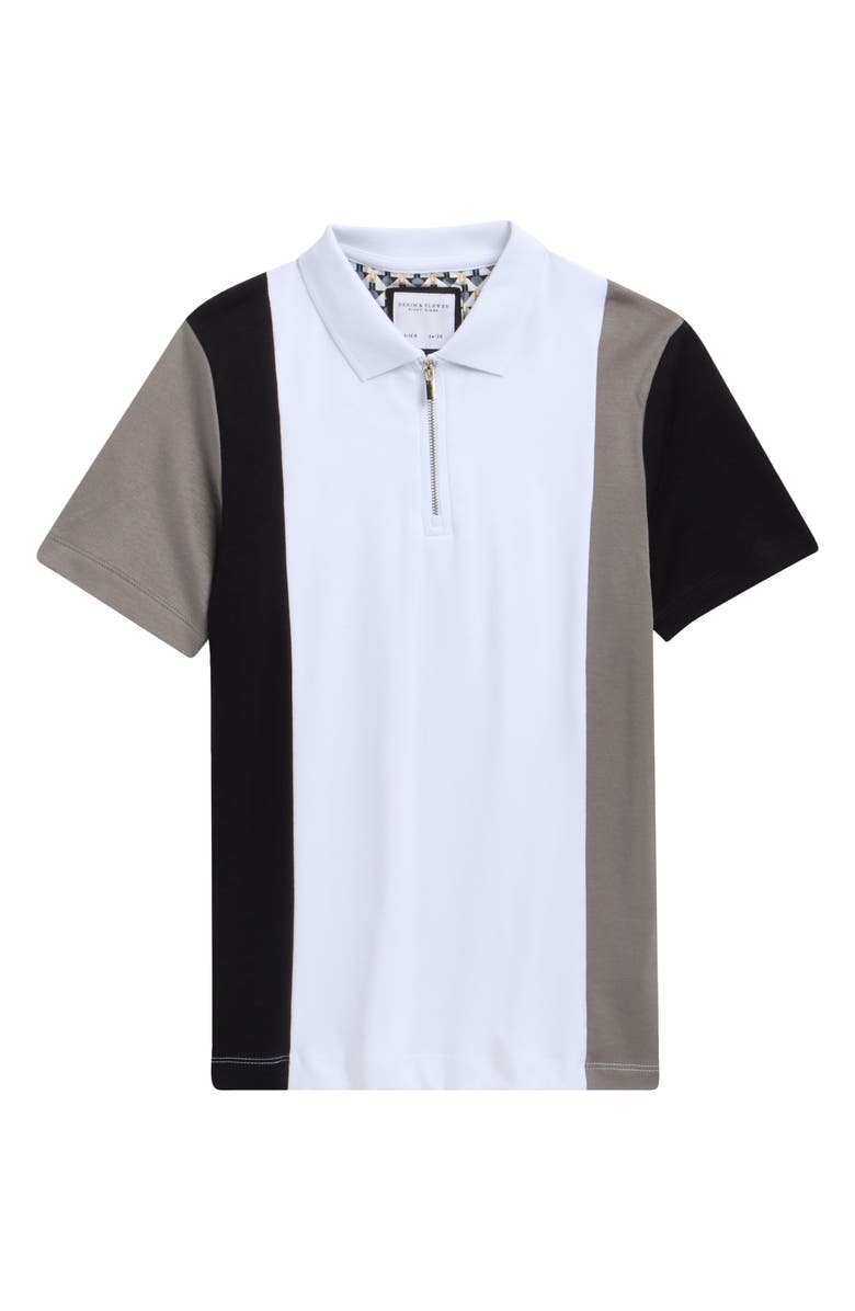 DENIM AND FLOWER Kids' Colorblock Quarter Zip Polo, Main, color, White