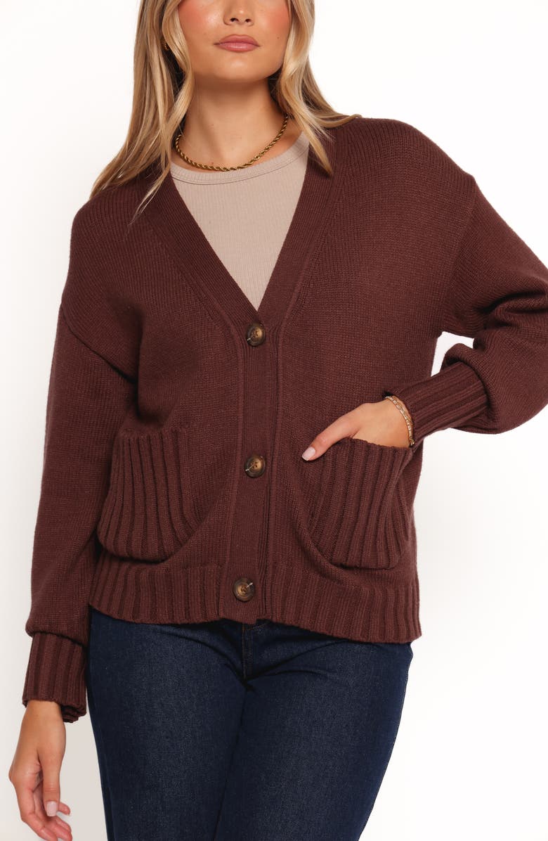Petal & Pup Eden Button Front Cardigan, Main, color, Brown
